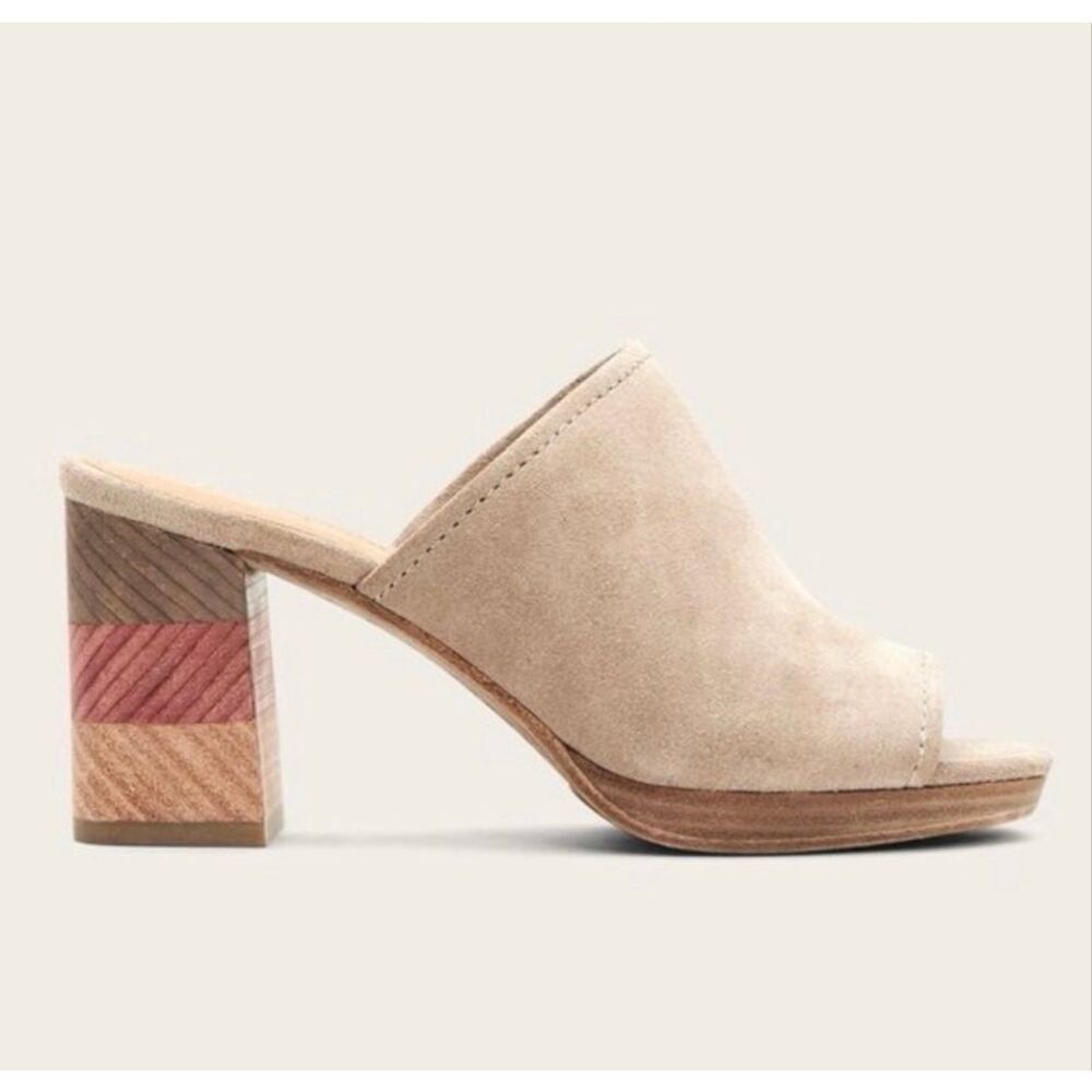 Frye Suede Blake Chevron Colorblock Heel Mule Sandal 7 New